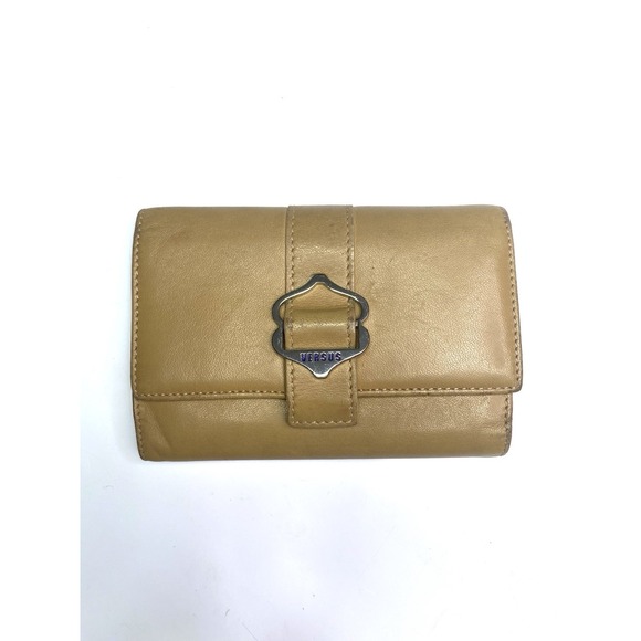 Versus By Versace Handbags - Versus by Versace Women's Beige Brown Wallet Silver Buckle Trifold Leather Y2K
